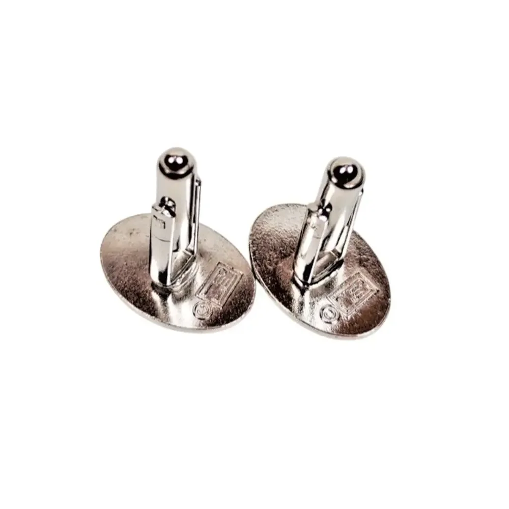 Vintage Oval Ribbed Silver Stainless Cuff Links EMJ Emmons Pair Formal Cufflinks